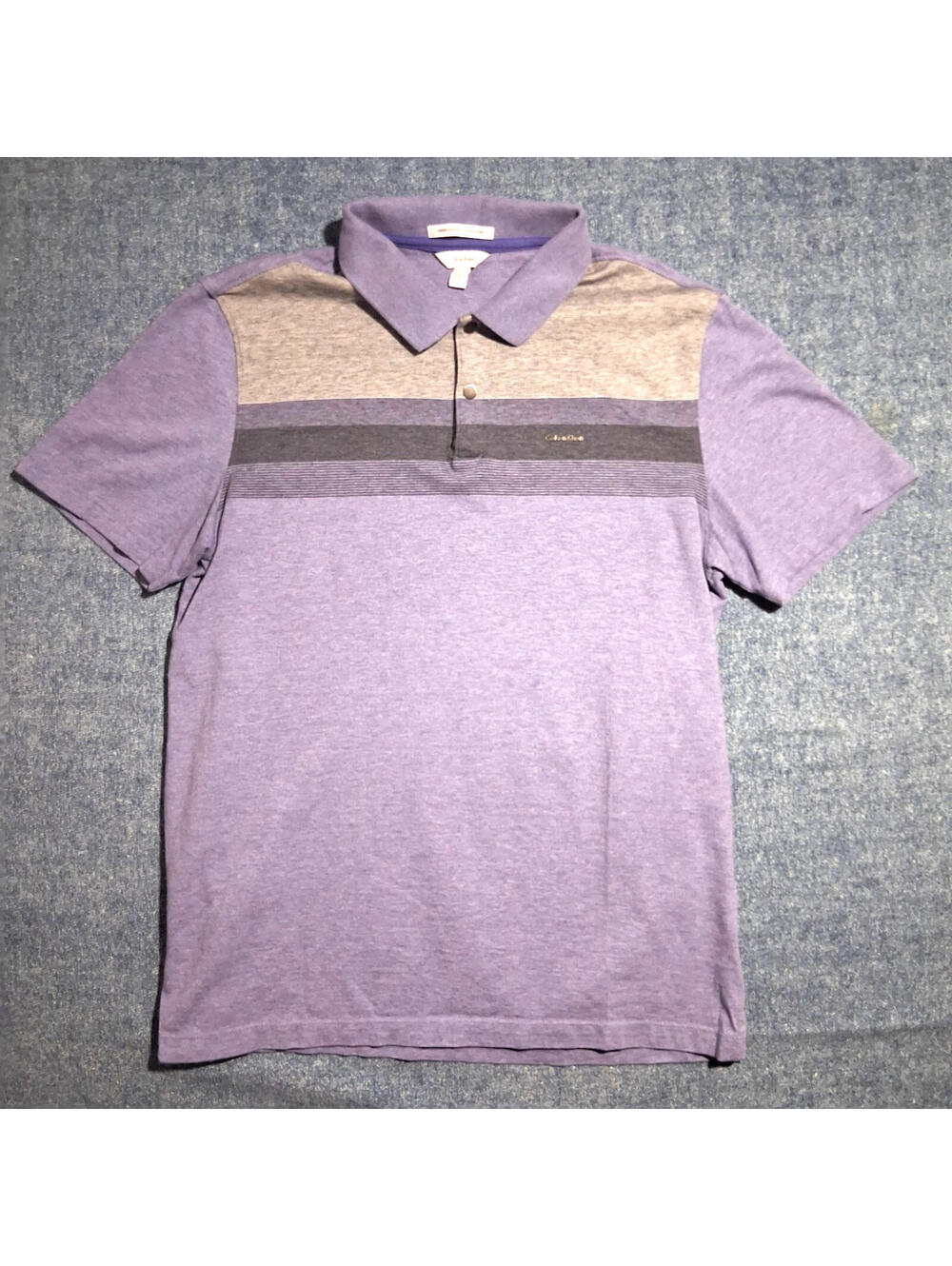 Calvin Klein Men's Mauve and Grey Medium Size 100% Cotton Polo Shirt